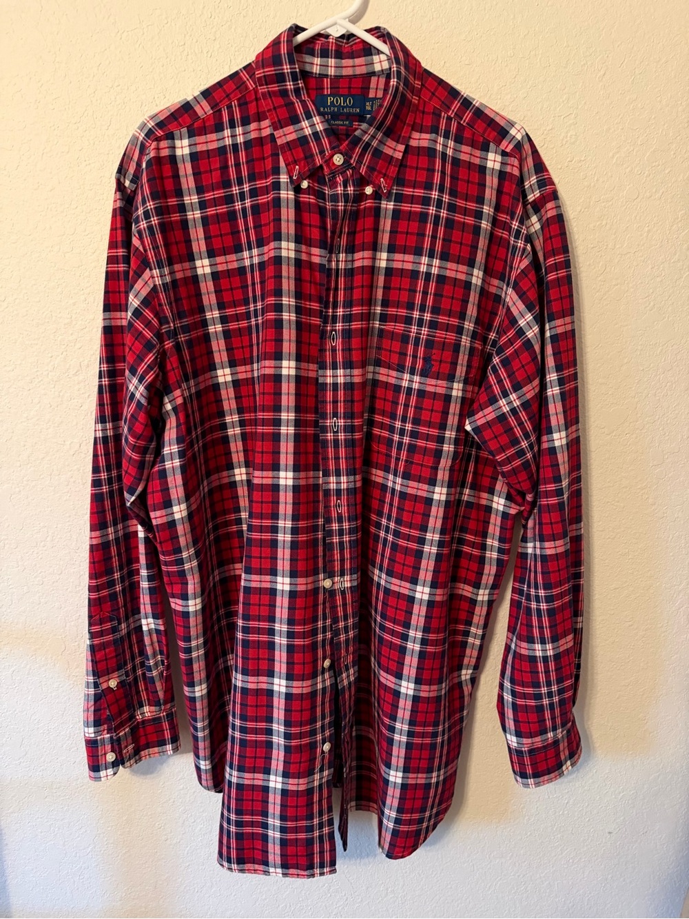 Ralph Lauren Red and Navy Plaid Button-Down Shirt